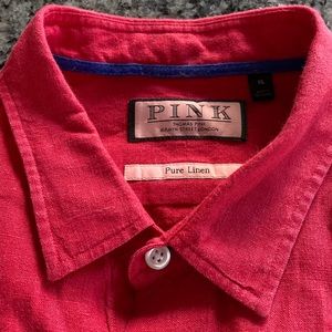 Men’s Linen Thomas Pink Shirt Red XL
